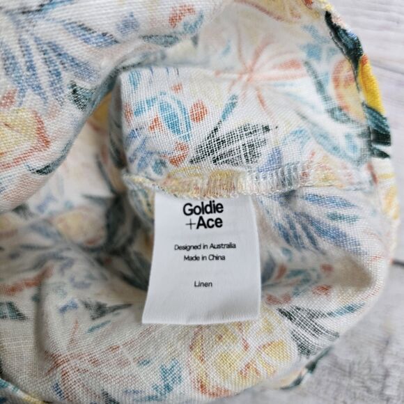 Goldie + Ace Linen Limon Floral Hawaiian Button Shirt Size 2T - Picture 8 of 8